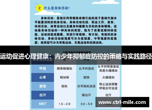 运动促进心理健康:青少年抑郁症防控的策略与实践路径 运动促进心理健康:青少年抑郁症防控的策略与实践路径