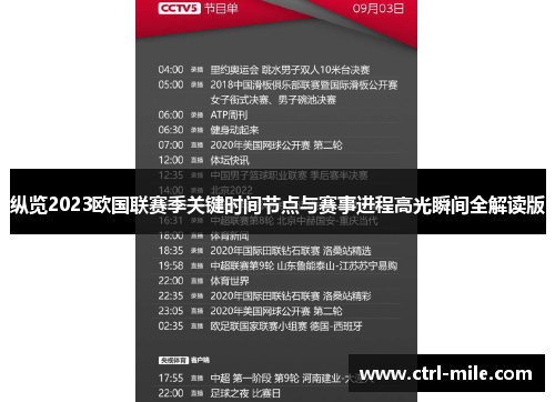 纵览2023欧国联赛季关键时间节点与赛事进程高光瞬间全解读版